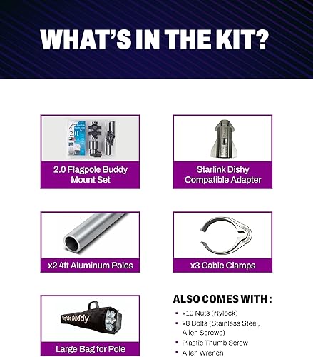 Miniatura 5 de FlagPole Buddy Starlink Gen 2 Kit de montaje compatible para montaje en escalera RV