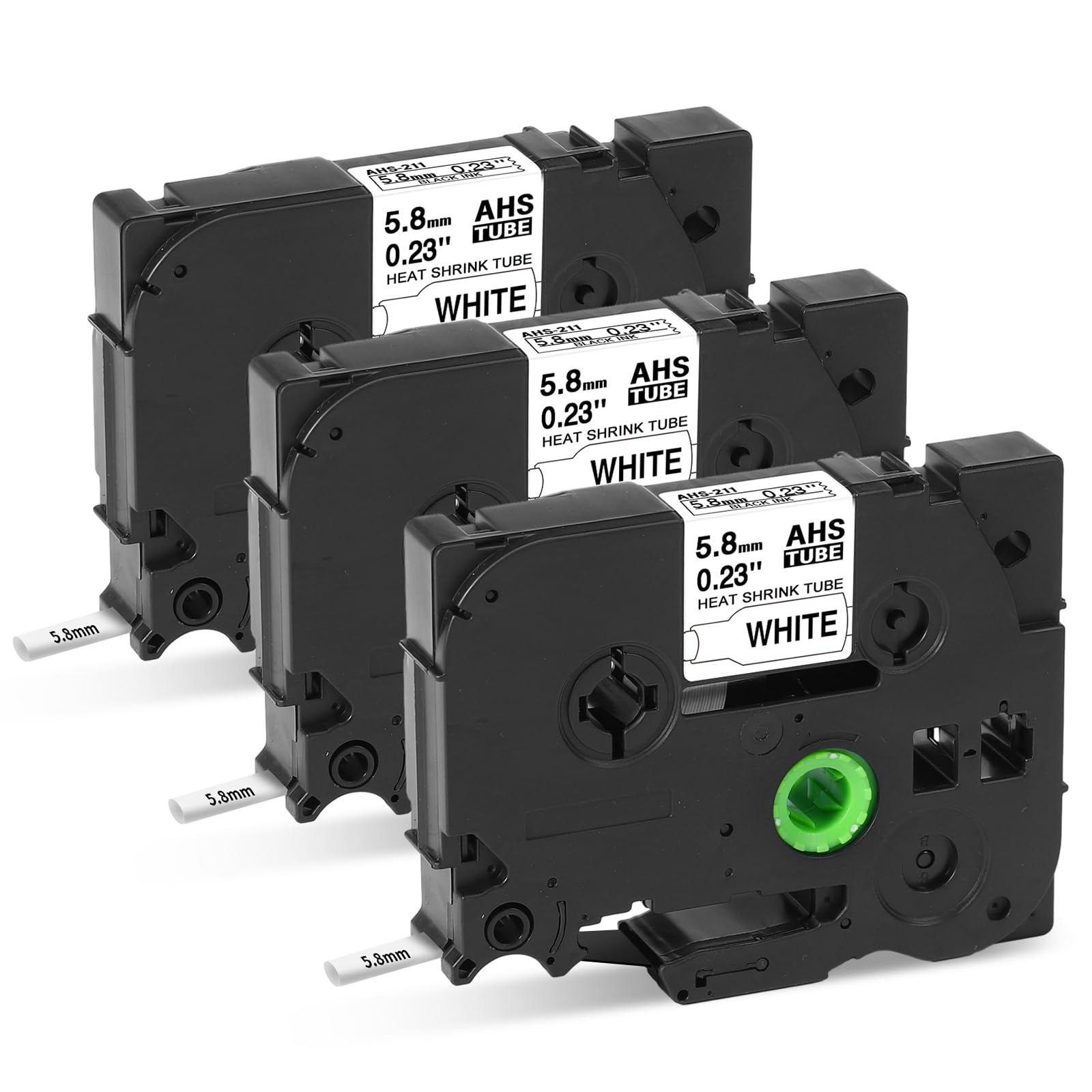 Label KINGDOM HSe-211 Heat Shrink Label Replacement for Brother P-Touch Heat Shrink Tube Label Tape HSe211 5.8mm Black on White Compatible with P Touch PT-D400 PT-D600 PT-E300 PT-E500, 3-Pack