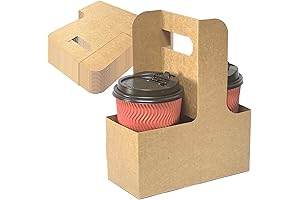 2 Cup Disposable and Biodegradable Drink Carrier with Handle