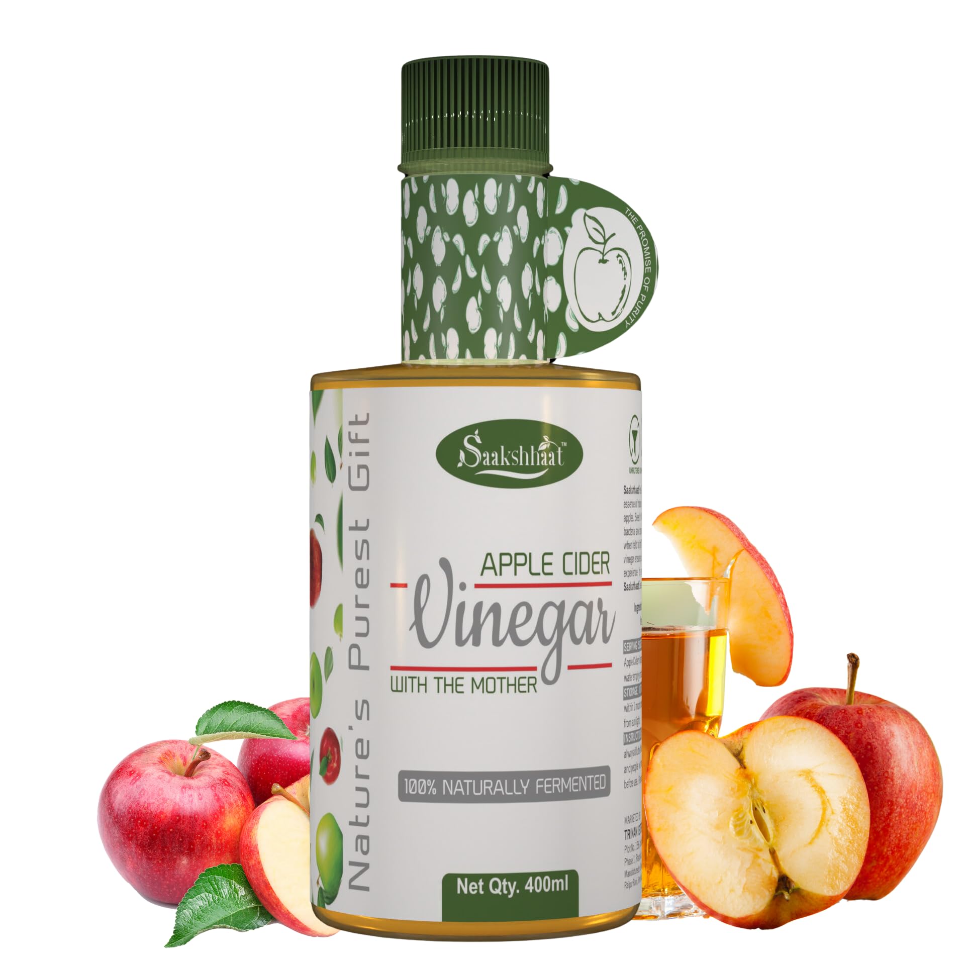 SAAKSHHAAT Apple Cider Vinegar With Mother|Raw,Unfiltered,Unpasteurized|400 Ml (B0D9QLCQK2) Amazon Price History, Amazon Price Tracker
