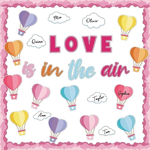Back to School Classroom Bulletin Board Decorations Heart Hot Air Balloons Paper