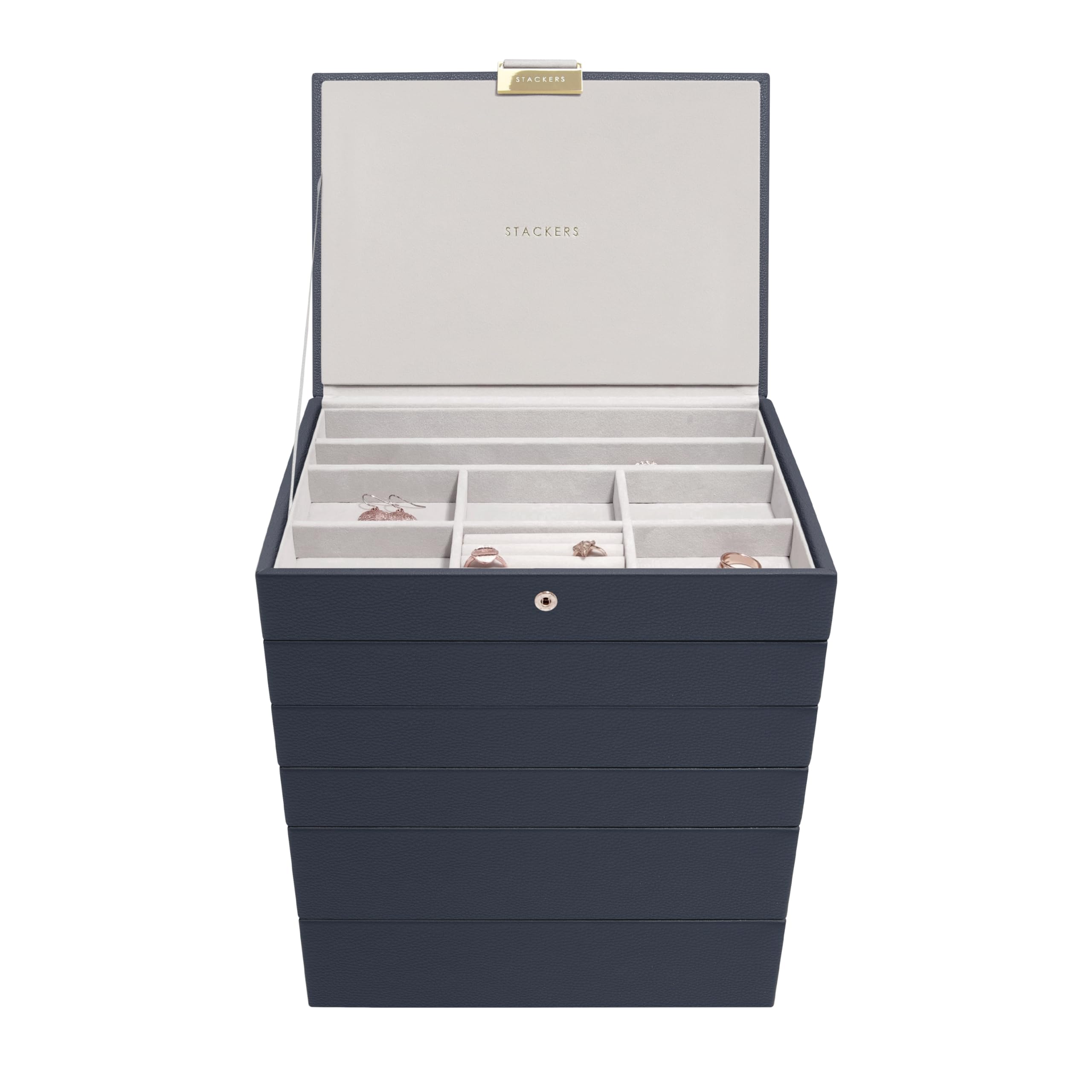 Stackers Navy Classic Medium Jewellery Box Set Of 6