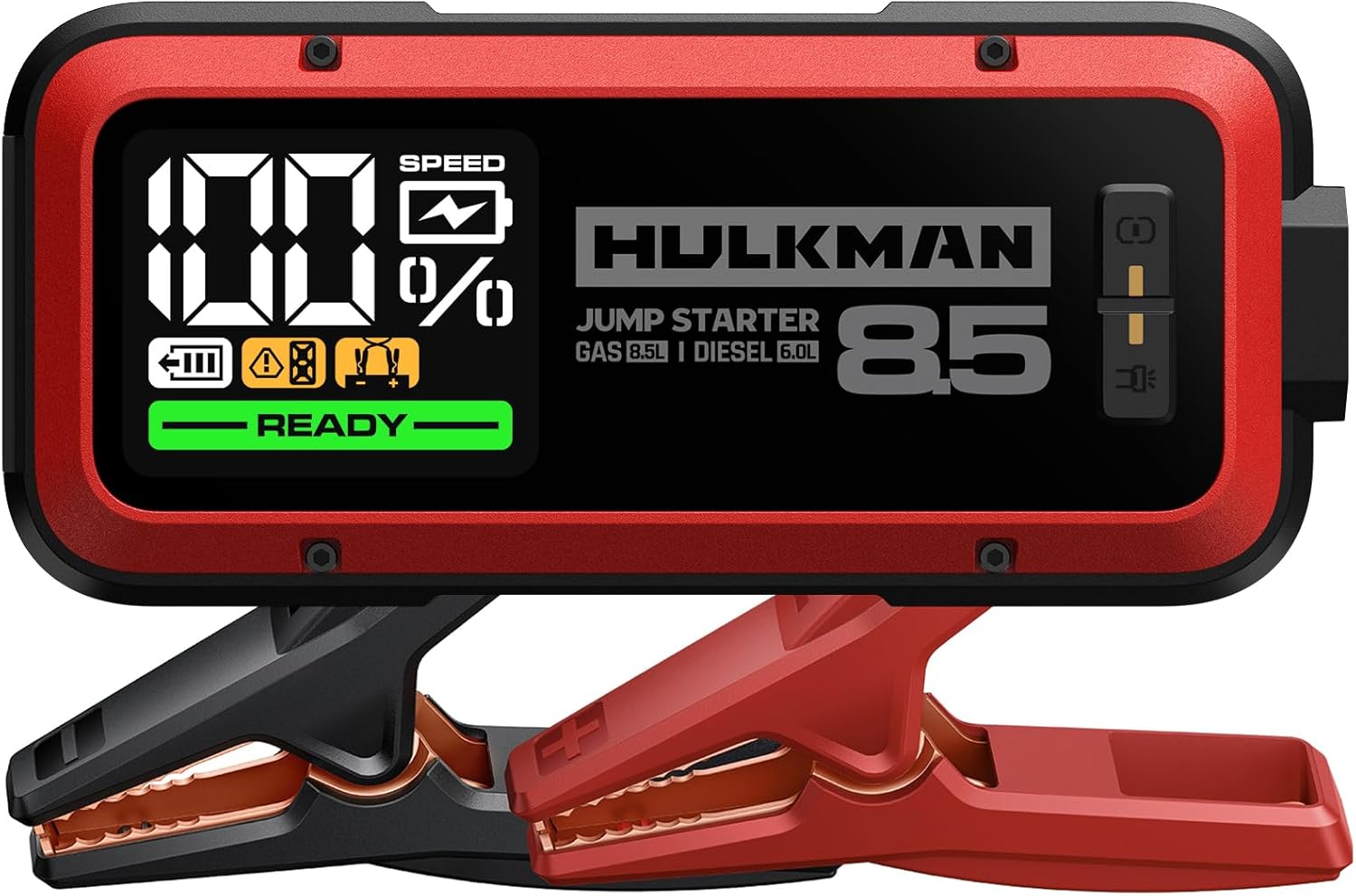 hulkman alpha85 jump starter key features LED display and cables