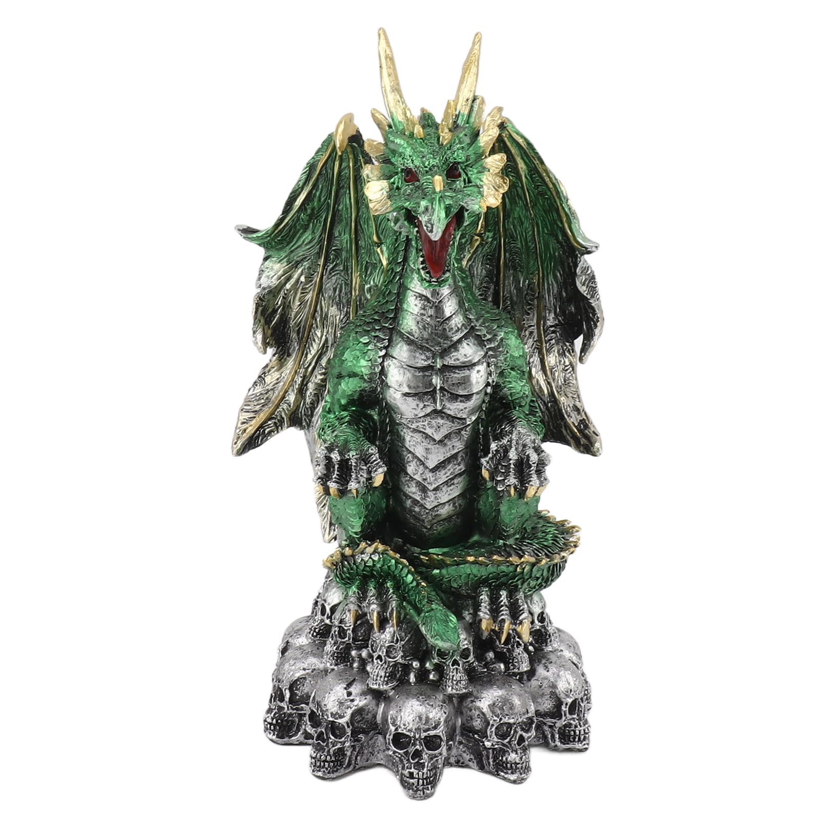 Gothic Dragon Holiday Ornament, 9.4in Skull Dragons of Corfu Castle Gothic Decor Statue Christmas Decorations Christmas Tree Ornaments Zanzibar the Gothic Dragon on Castle (Green)
