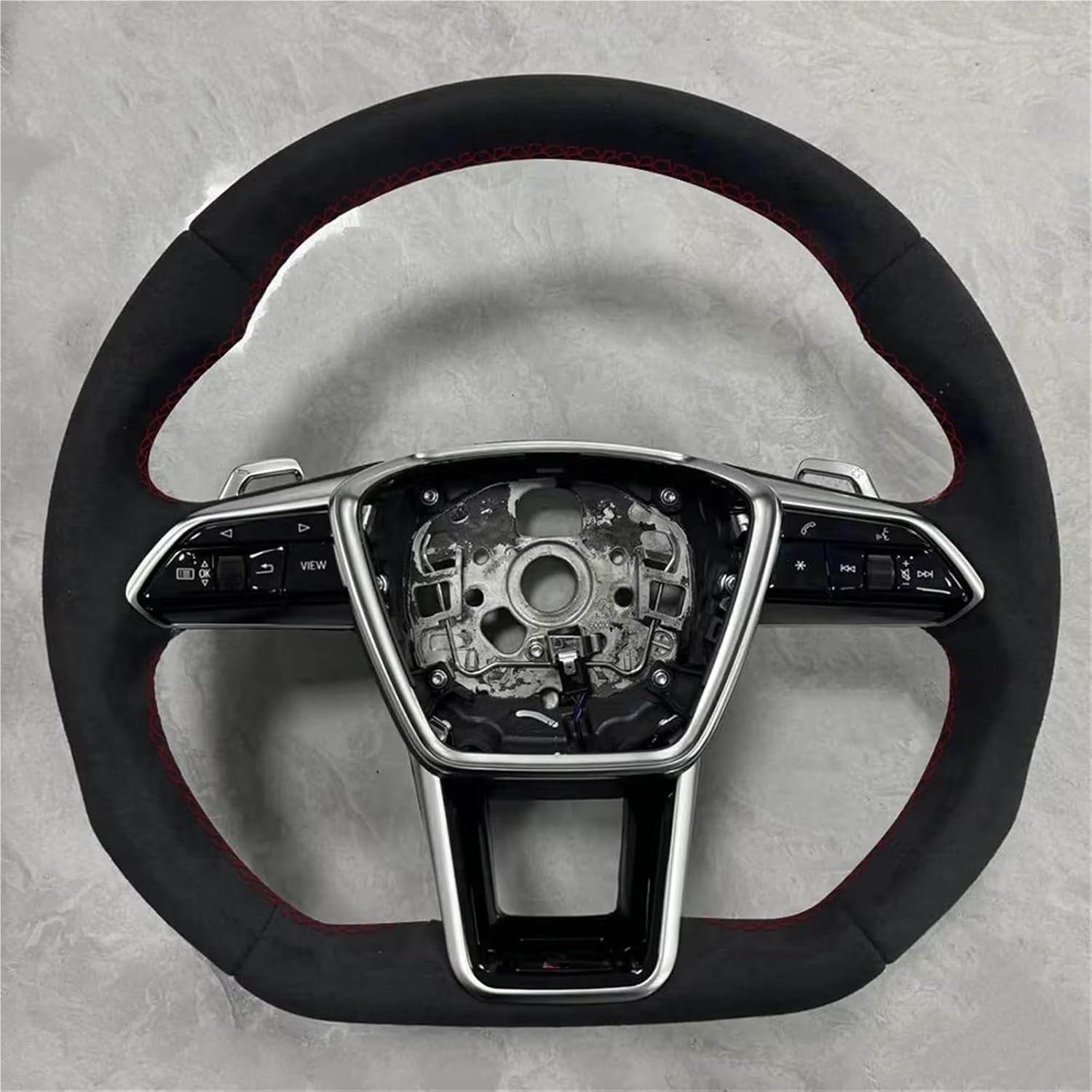 Car Steering Wheels Compatible With For A6 C8 Multifunction Steering Wheel Assembly Accessories Car Sports Steering Wheel Interior Replacement(RS logo/Red)