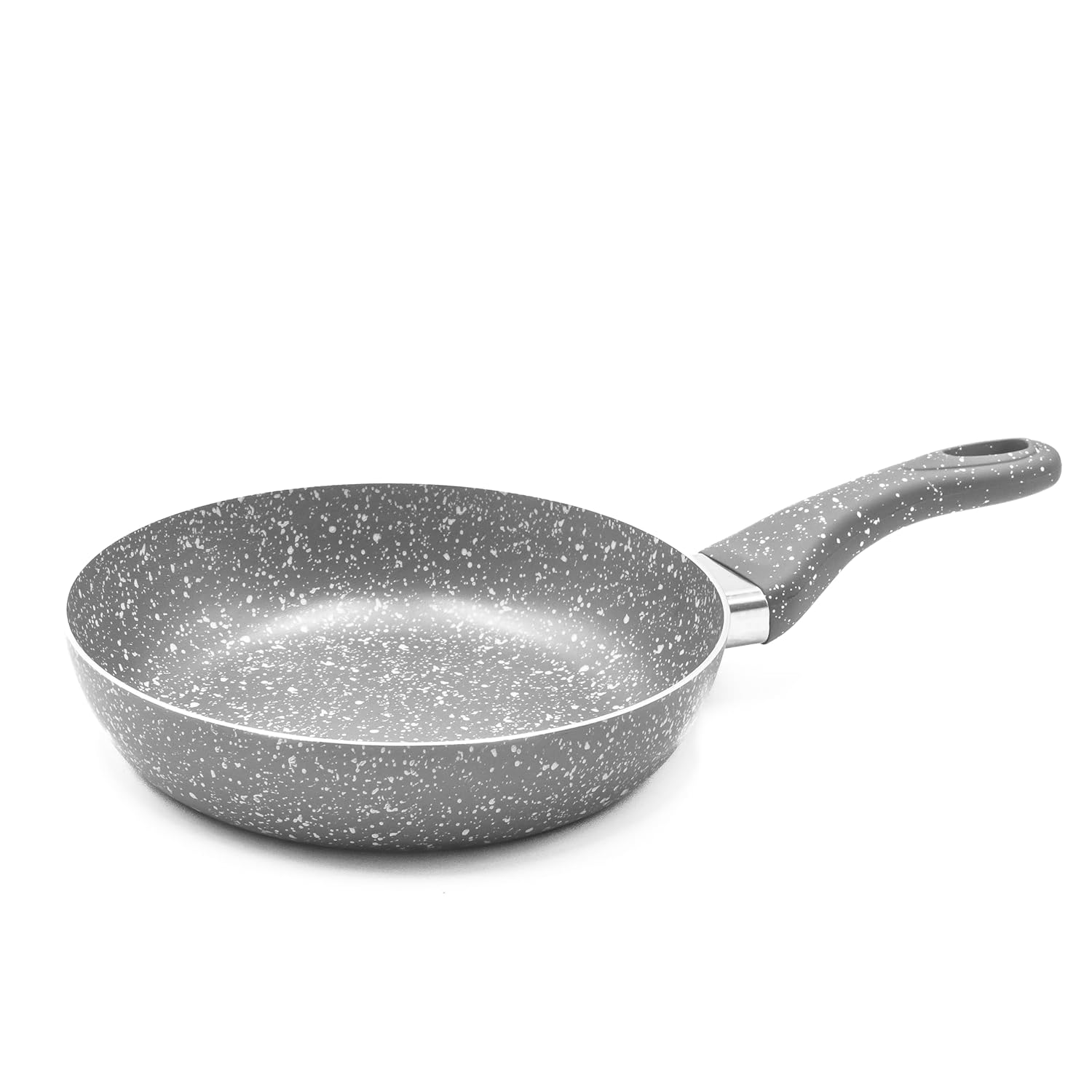 ZANETTI Rare Stone Non-Stick Frying Pan with Aluminium Soft Touch Handle High Resistance, 24 cm Diameter, Grey, Made in Italy