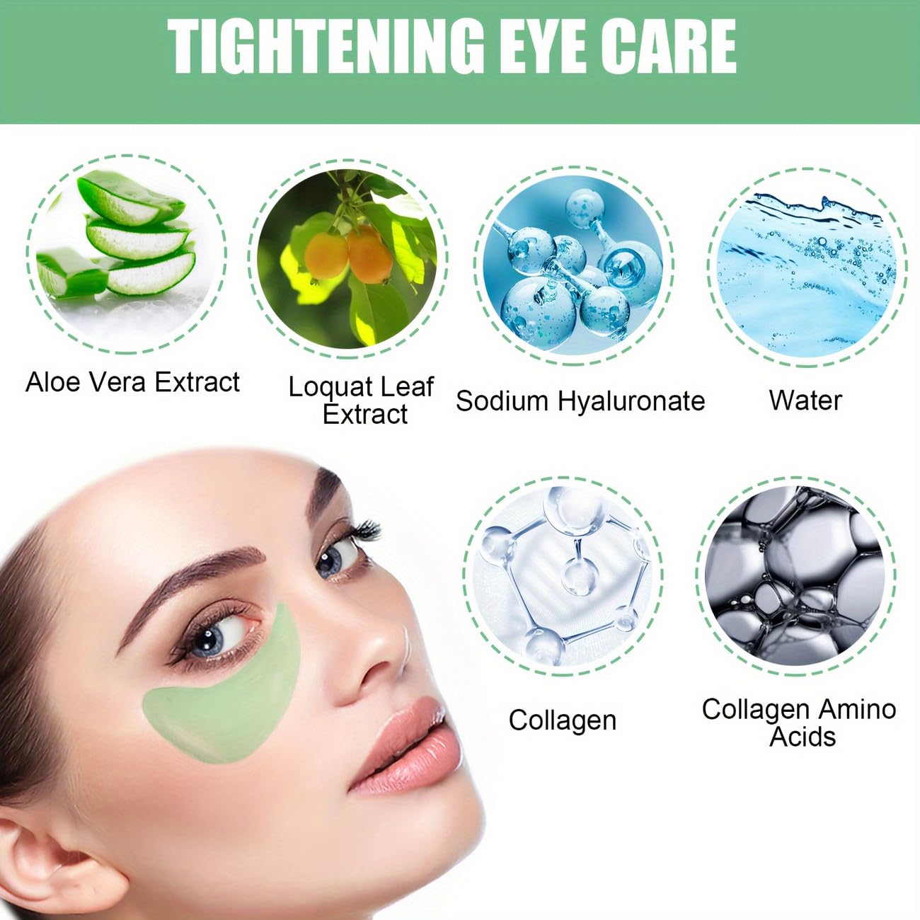 WALVIA Under Eye Patches - Hydra Anti Wrinkle Eye Serum Patch Anti-Aging Under Eye Mask for Removing Dark Circles, Repair Fine Lines Puffiness & Wrinkles(60 Pcs) (Medium, Aloe vera) - Image 2 thumbnail