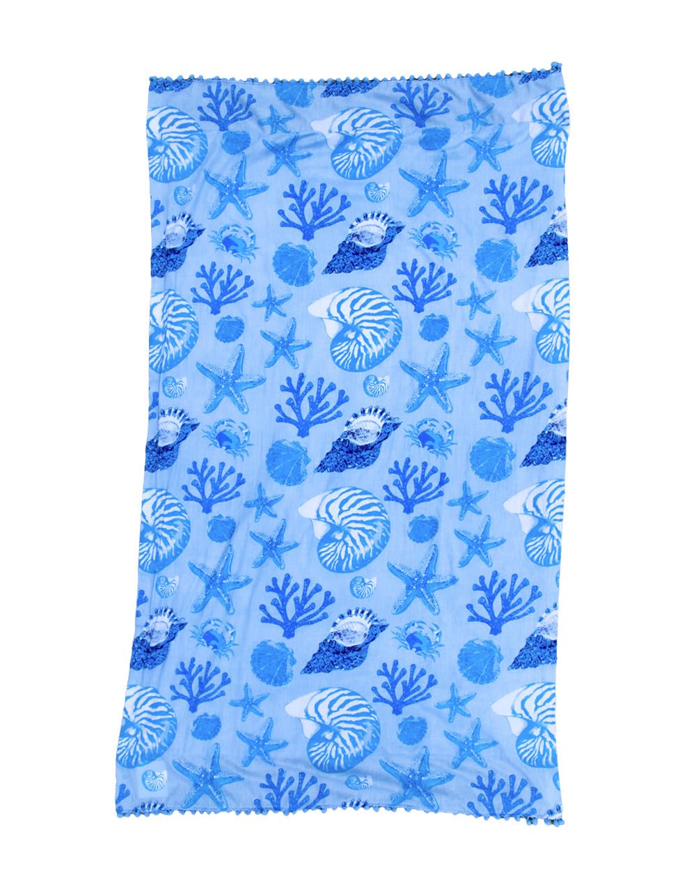 SUN & SURF - Pareo Con Rizo (90x170 Cm), Mezcla Algodón-poliéster, Estampado Nautilus Celeste
