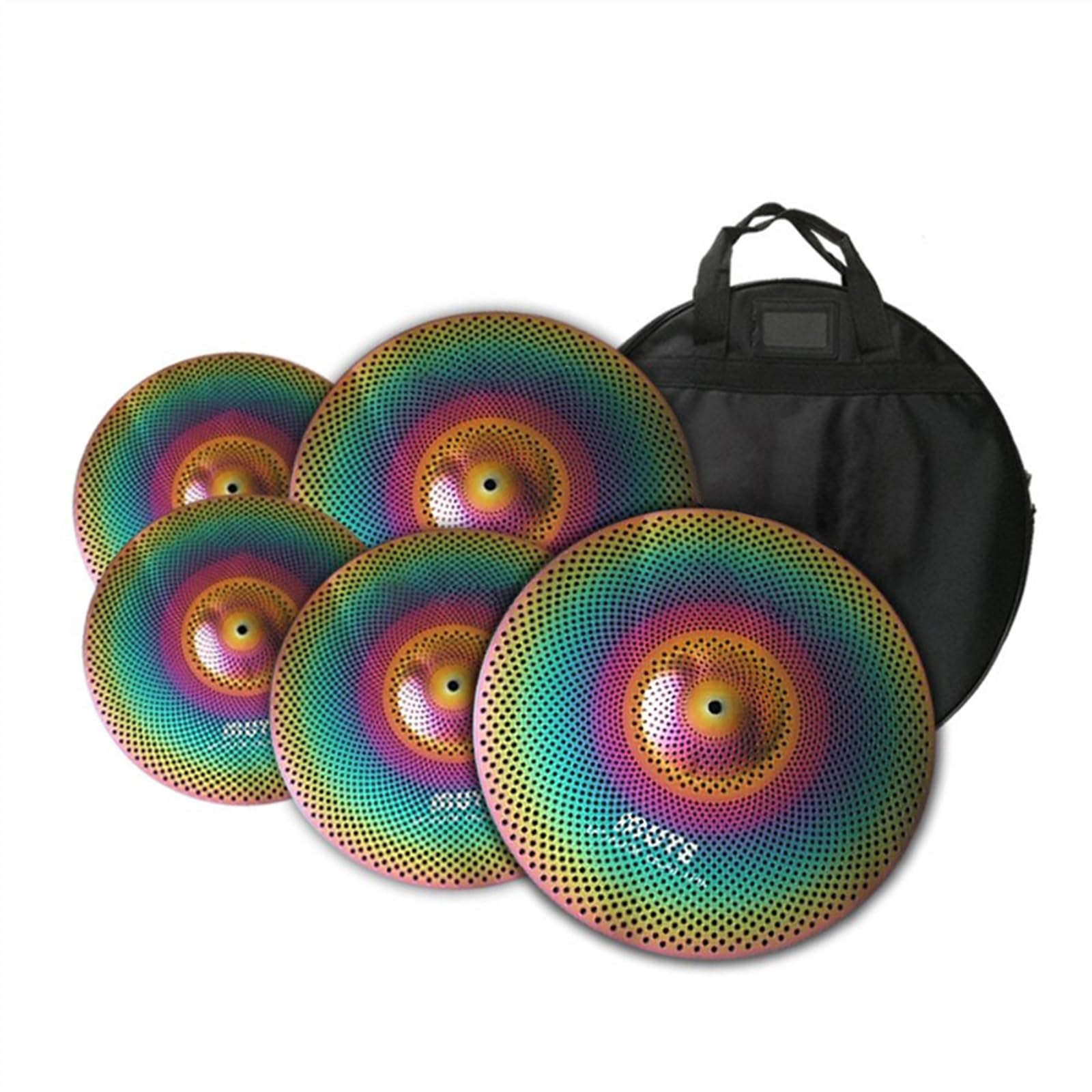Pack De Cymbales À Faible Volume Ensemble De Cymbales Muettes 5 PCS Sac De Cymbales Inclus Cymbales pour débutants (Color : Colorful)