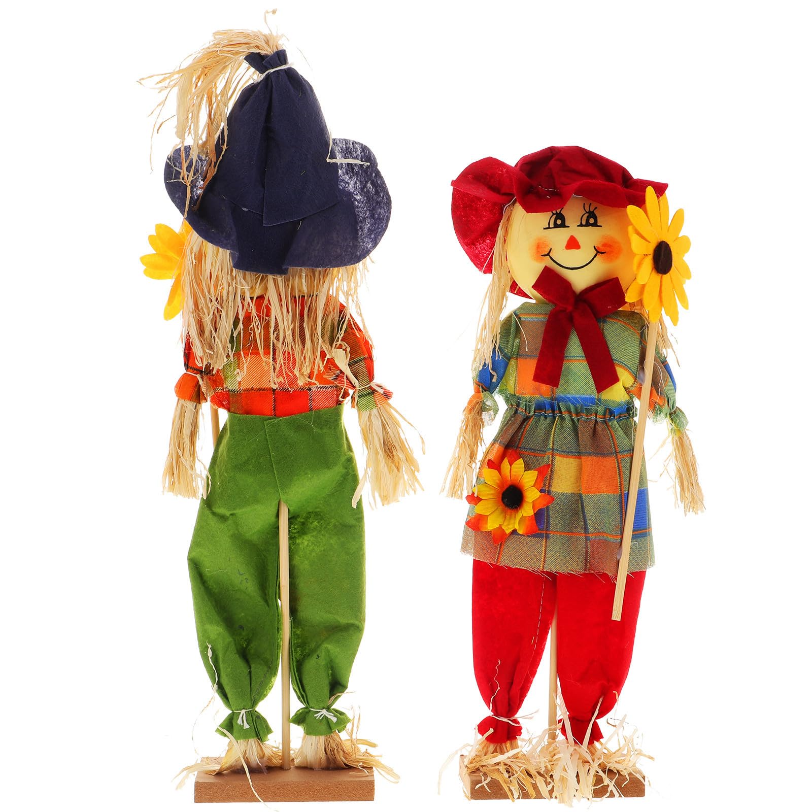Espantapájaros de madera con sonrisa amigable para Halloween
