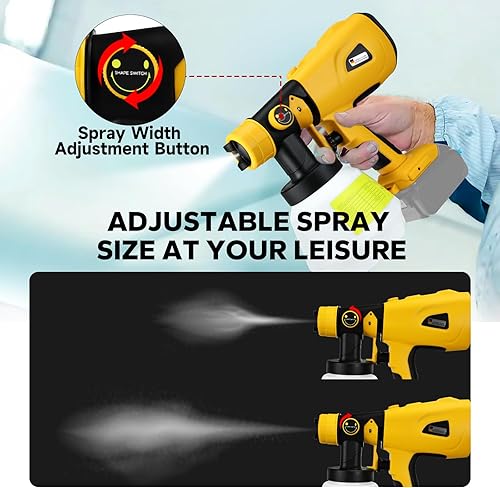 Miniatura 5 de Pulverizador de pintura inalámbrico, pistola de pulverización HVLP sin escobillas con 4 boquillas, para batería DeWalt de 20 V máximo, para riego de