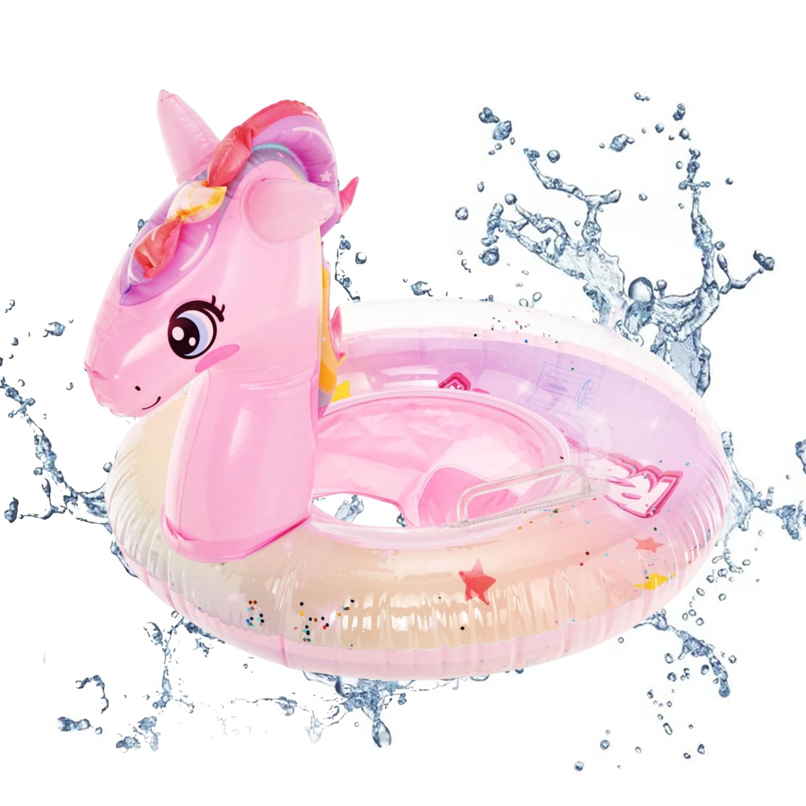 Anello di Nuoto per Bambini, Salvagente Gonfiabile Unicorno, Salvagente Neonato, Anello di Nuoto Gonfiabile con Seggiolino per Bambino, Ciambella Gonfiabile Neonato per Infant 6 Mesi a 3 Anni
