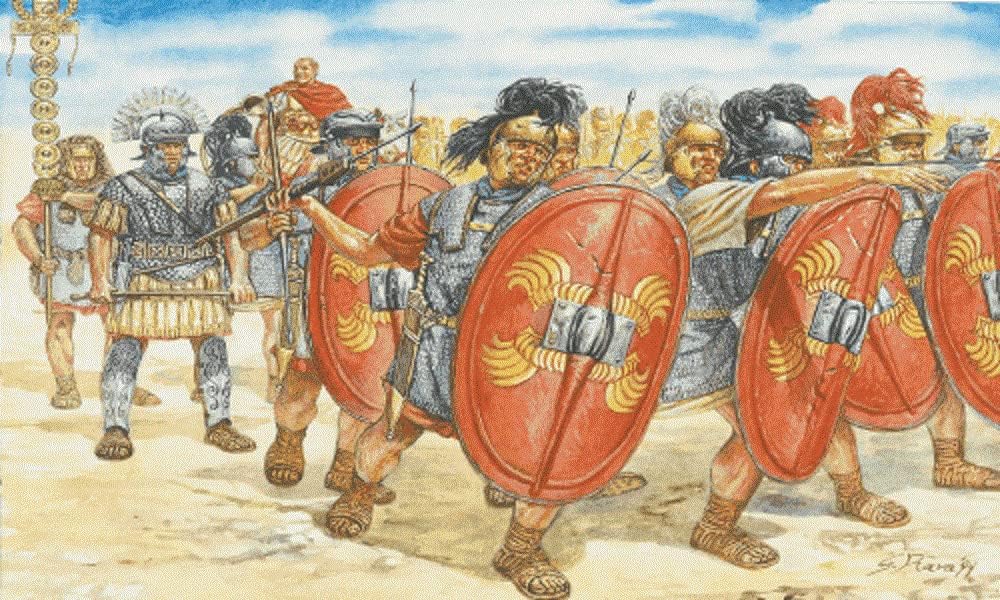 Italeri Set 6021 Roman Infantry - 34 Foot Figures, 1 Mounted Figure and 1 Horse in This 1/72 Scale Plastic Toy Soldiers Set.