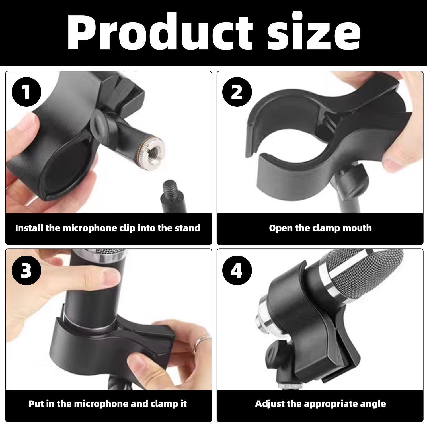 2 Sets Of Black Microphone Holders, Adjustable Microphone Stand, Microphone Fixing Tool, Microphone Accessories - Image 3