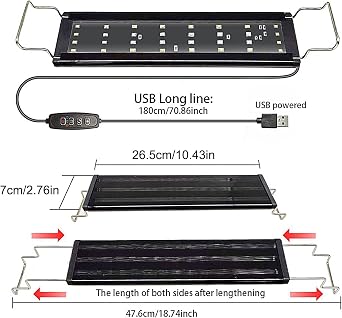 Fish Tank LED Light Decorative Adjustable 10-Level Brightness Fish Tank | LED Aquarium Light for Plants Lighting for Kids Room, Living Room, Home, Den, Dorm