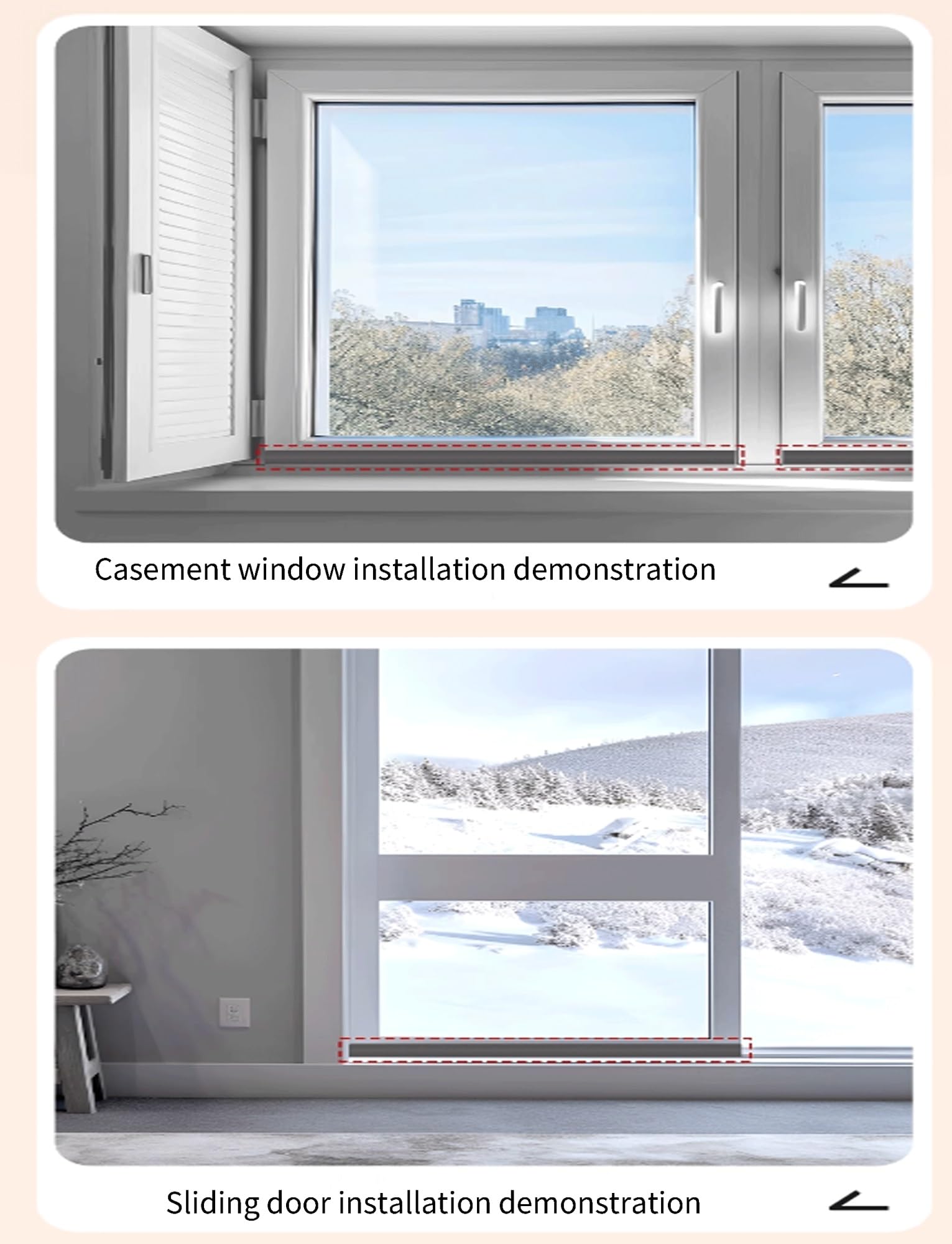 Burlete autoadhesivo de 400 cm for puertas y ventanas correderas, for for proteger del viento.(5pcs)