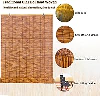 Vista 5 de Persianas enrollables de caña para exteriores, cortinas de bambú, persianas de bambú con levantador, persianas enrollables romanas para patio