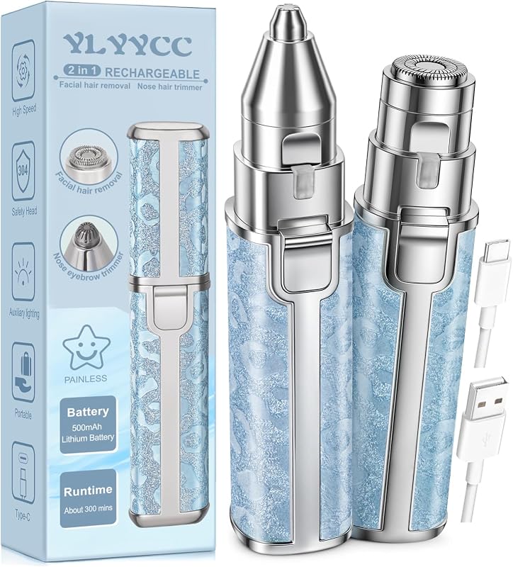 Aparador 2 em 1 para nariz e sobrancelhas YLYYCC BZ-203A com luz LED e carregamento USB
