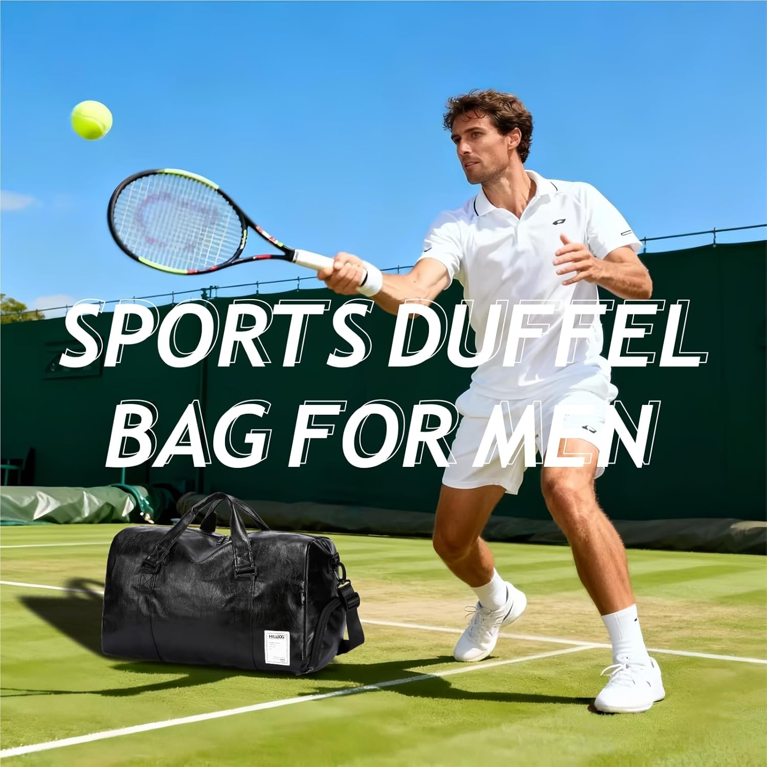 Leather Travel Bag with Shoes Compartment & Wet Pocket, Sports Gym Tote Bag Travel Duffel for Men & Women, Overnight Weekender Bag Waterproof Leather Large Carry On Bag - Image 3