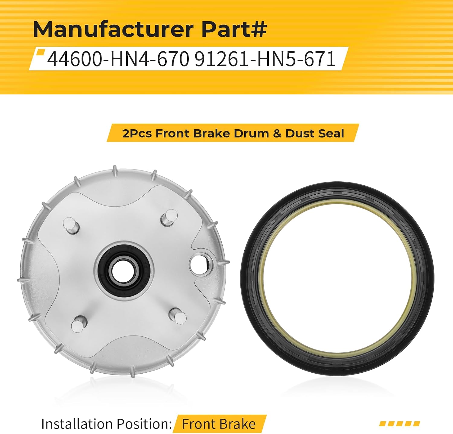 M MATI 2Pcs Front Brake Drum & Dust Seal for Honda Rancher 350 2X4 TRX350TM Rancher 350 2X4 E-S TRX350TE 2000-2006 44600-HN4-670 91261-HN5-671