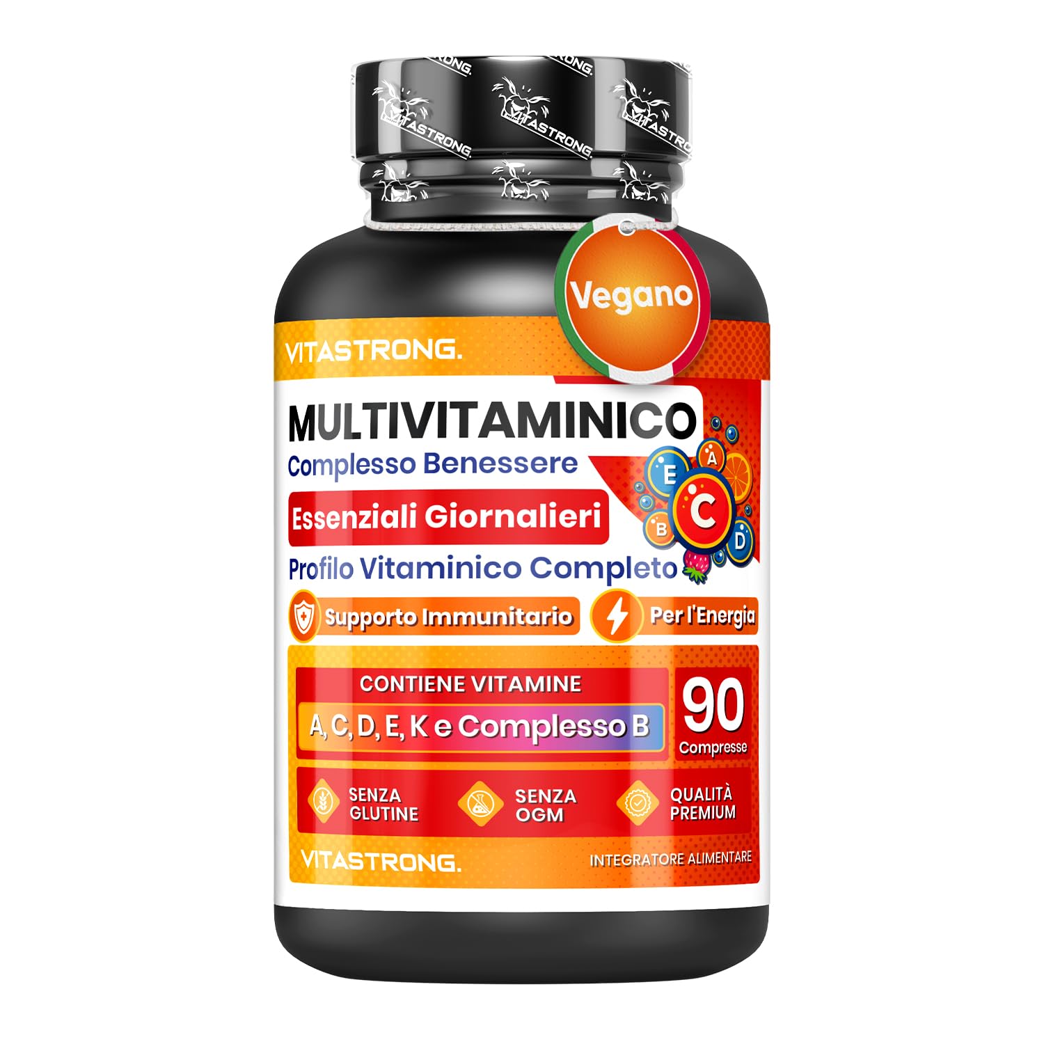 Multivitaminico Completo Vitastrong Qualità Premium, 13 Vitamine Essenziali ad Alto Dosaggio, Multivitaminico Uomo e Donna Made in Italy, Integratore Multivitaminico Puro e Certificato, Multivitamin