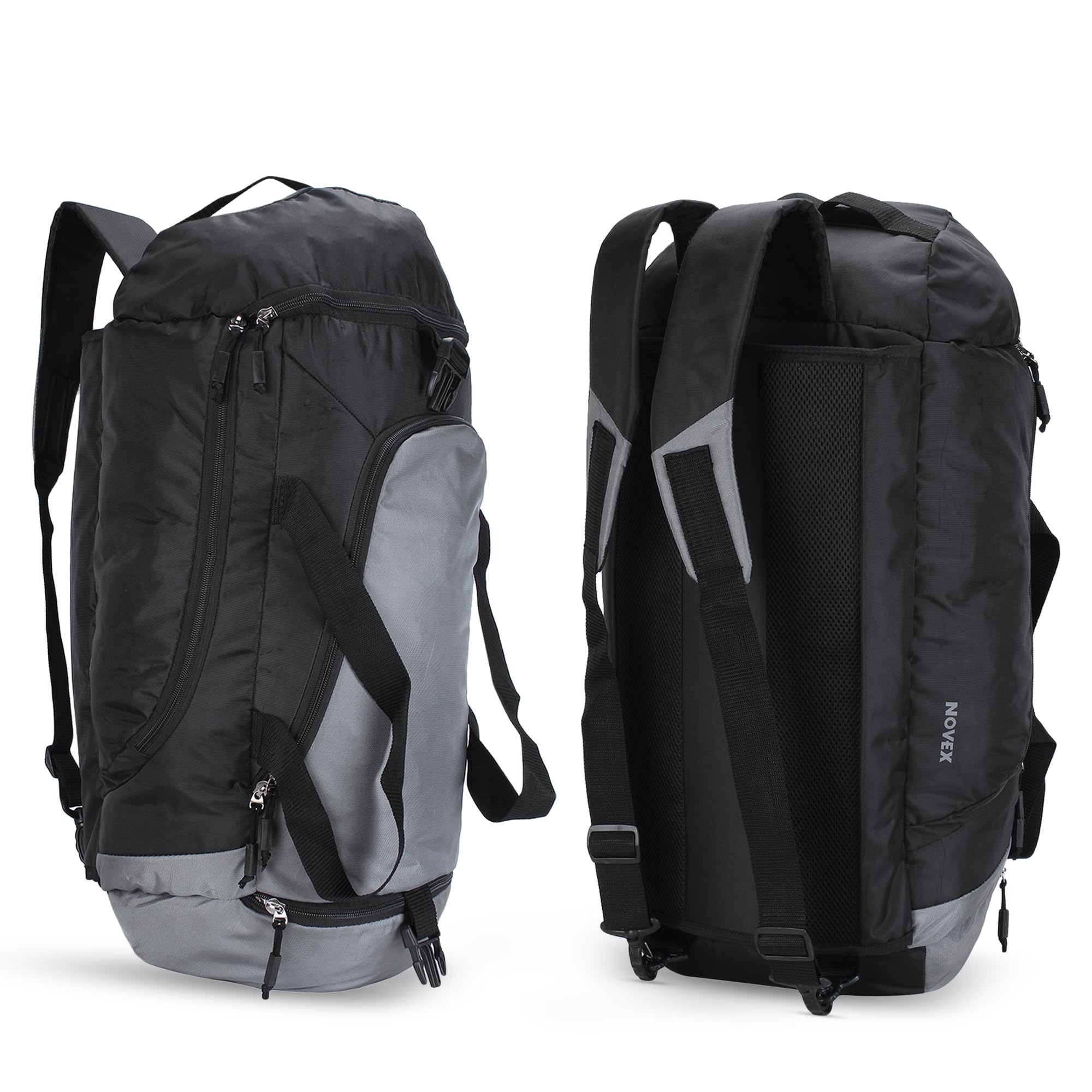 NOVEX Cum Rucksack Bag - 60 L Fusion Travel| Hiking Backpack for Men & Women | Trekking, Camping Tourist Sport with Soft Polyester | Shoe Compartments, Front & Top Open, Zipper Lock - Grey-picture-10