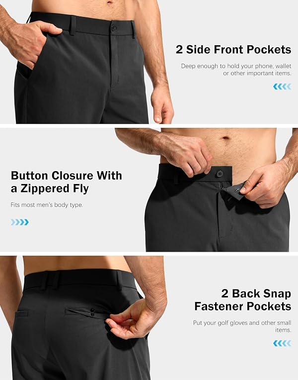 G Gradual Mens Golf Pants Stretch Dress Casual Pants 30"/32"/34" Lightweight Work Travel Slacks for Men with 4 Pockets(Black,L34.W38) by G Gradual - Image 6