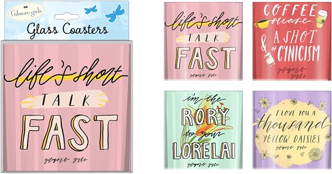 Silver Buffalo Gilmore Girls Quotes Glass Coaster Set 4Pcs