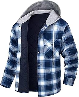 Chaqueta de camisa para hombre a cuadros gruesos con forro interior de contraste, cómoda chaqueta con capucha con capucha, informal, chaqueta de invierno, tiempo libre, forrada, camisa de leñador,