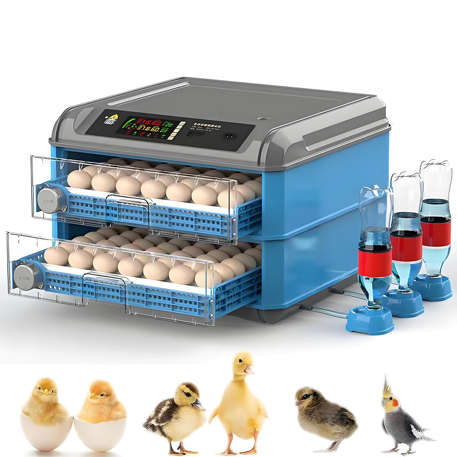 SHENGSHIYU Egg Incubator for Chickens Ducks Goose Birds,Fully Automatic Poultry Hatcher with Intelligent Temperature Control and Humidity Control,Full-Automaatic Incubator for Home Use 2Layers