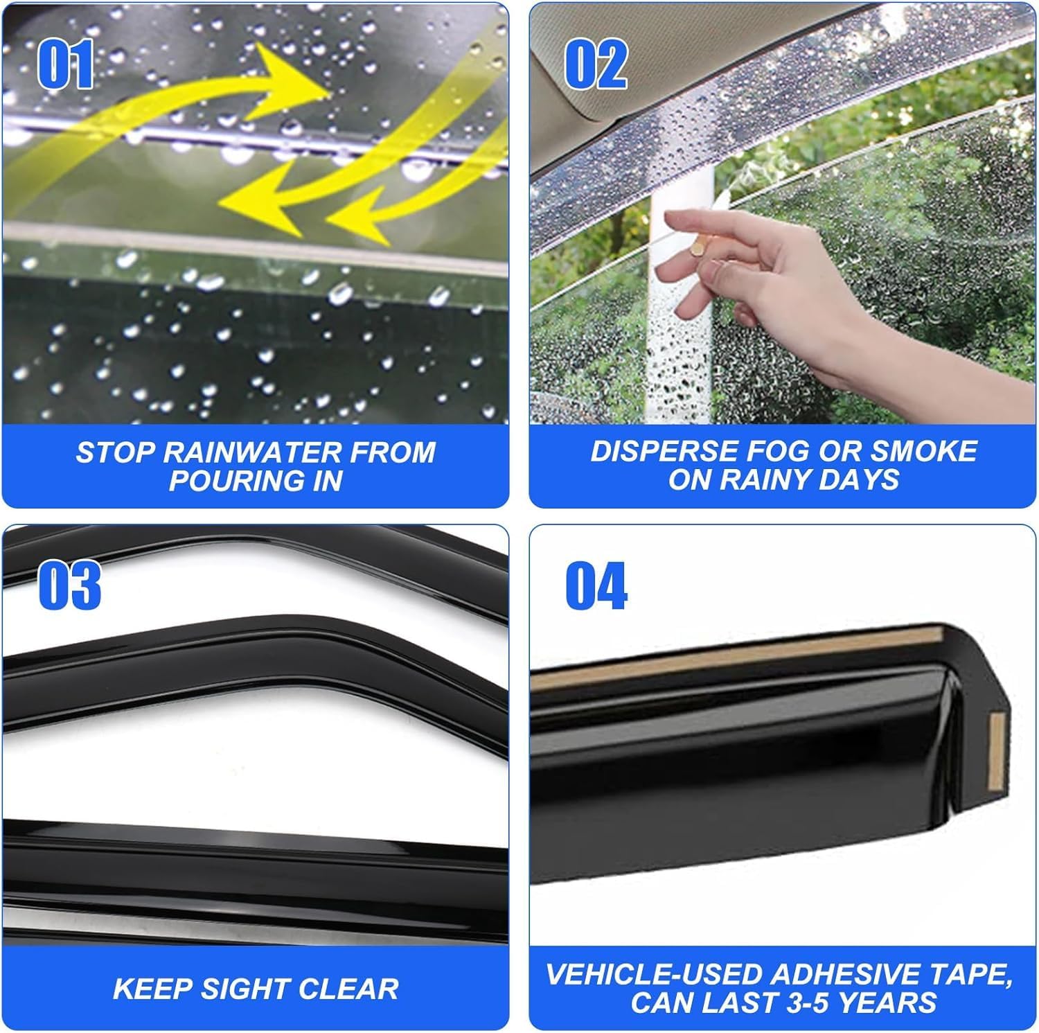 in-Channel Window Visors Rain Guards for Toyota Rav4 2026, Window Deflectors, Reduce Wind Noise & Weather Protection, 2026 Rav4 Accessories (4 PCS)