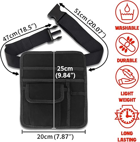 Miniatura 6 de Delantal de camarera delantal para servidor, bolsa de restaurante, cintura para dinero, con bolsillos, soporte para tableta y hebilla de cinturón