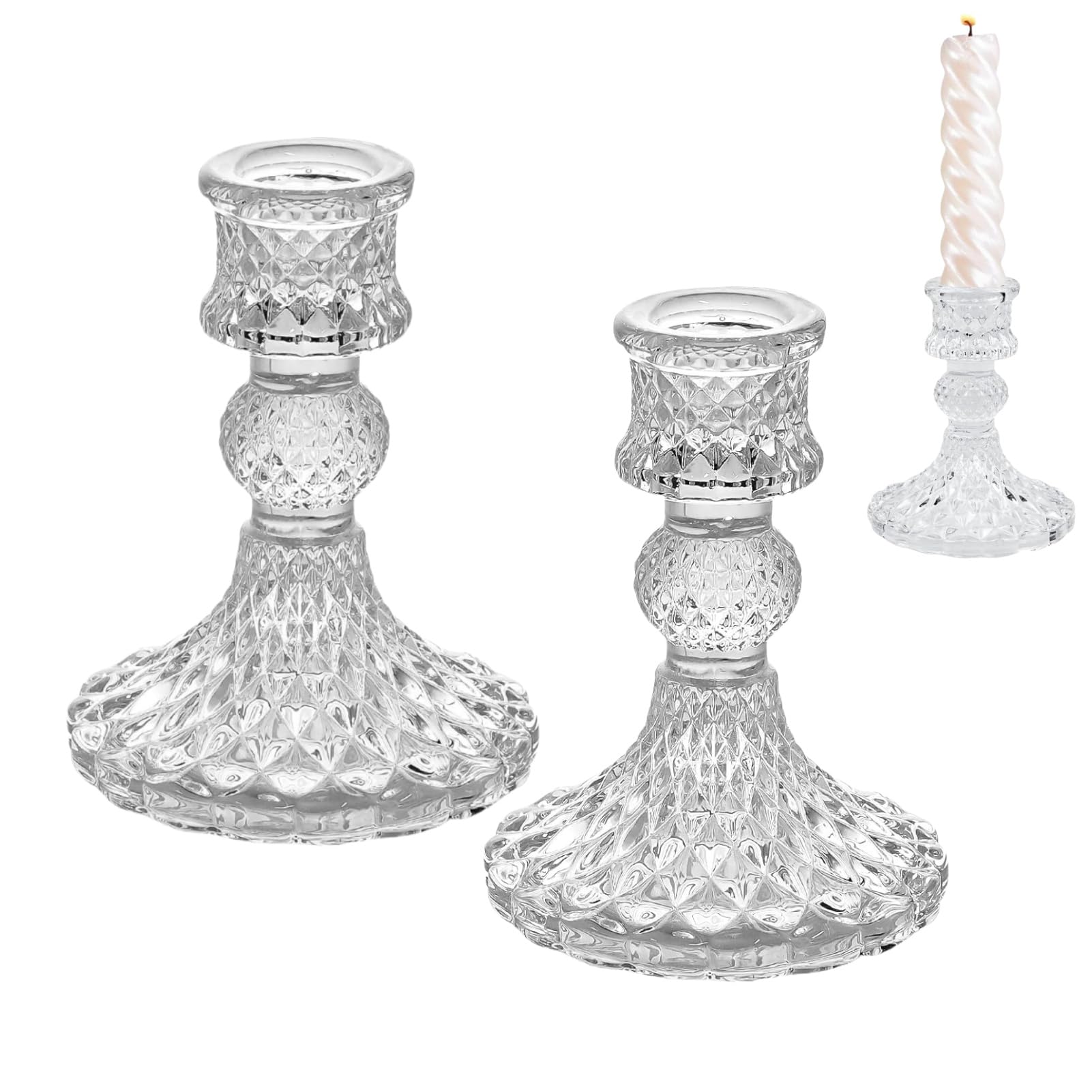 Sponsored Ad – 2 Pcs Candle Holders, Glass Candlesticks Taper Candlestick Holders for Formal Events, Wedding, Church, Table Centerpiece Decoration