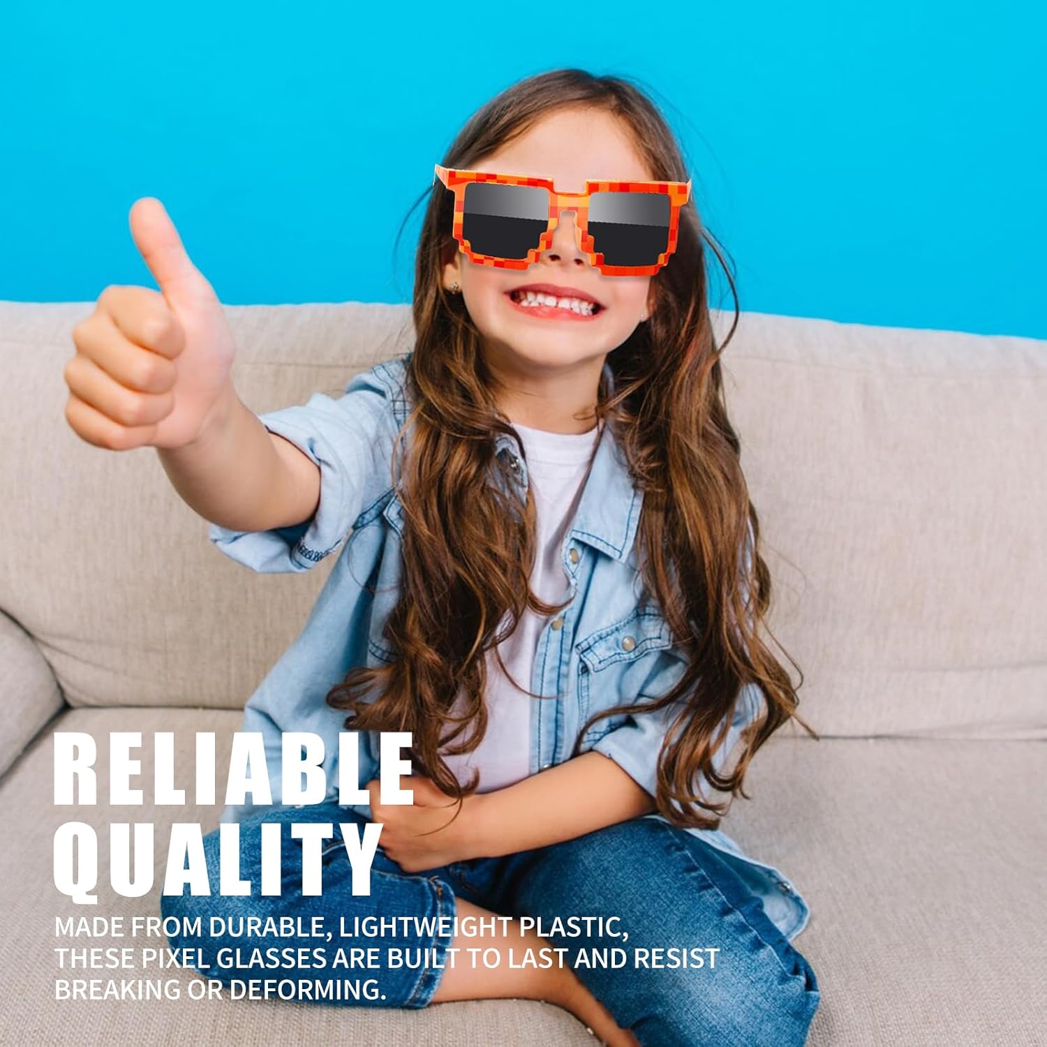 Pixel Sunglasses 12 Pairs Colorful Glasses for Kids and Adults, Party Favors for Birthdays and Game Events