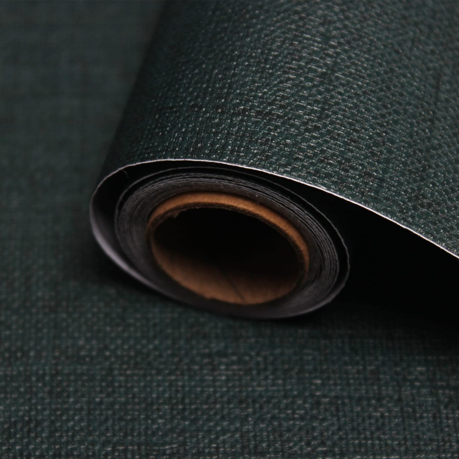 WADILE Grasscloth Peel and Stick Wallpaper 23.6in x 236in, Textured Contact Paper for Cabinets, Faux Linen Wall Paper Sticker Pull and Stick, Fabric Vinyl Wallpaper Self Adhesive Blackish Green