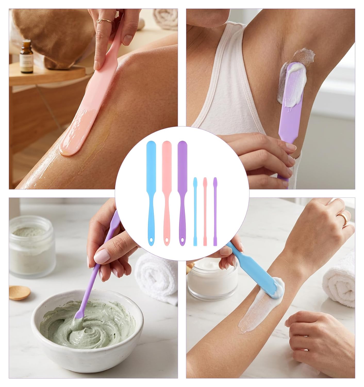 6 Pcs Silicone Wax Spatulas, Reusable Non-Stick Craft Sticks for Candle Making, Resin Art, Baking & Beauty Applications, Easy Clean Scraper Tools
