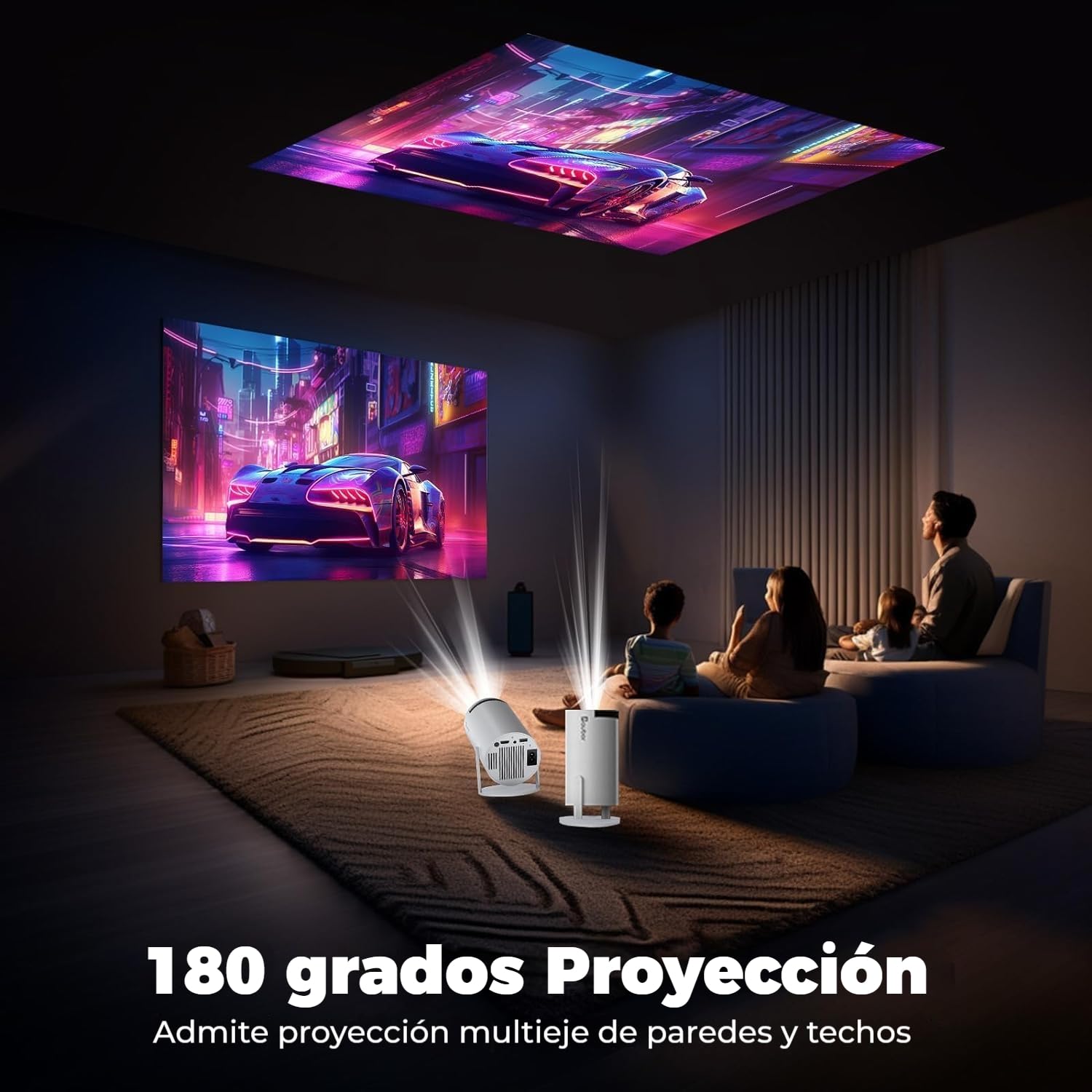 Upgraded 2026 Proyector Portátil, TEKXDD Mini Proyector 4K 250ANSI 8000L | WiFi 6 Bluetooth 5.4 | Android 13 | 180° Rotable, Projector Portable 4K Auto Keystone + Full HD, Built-in Application