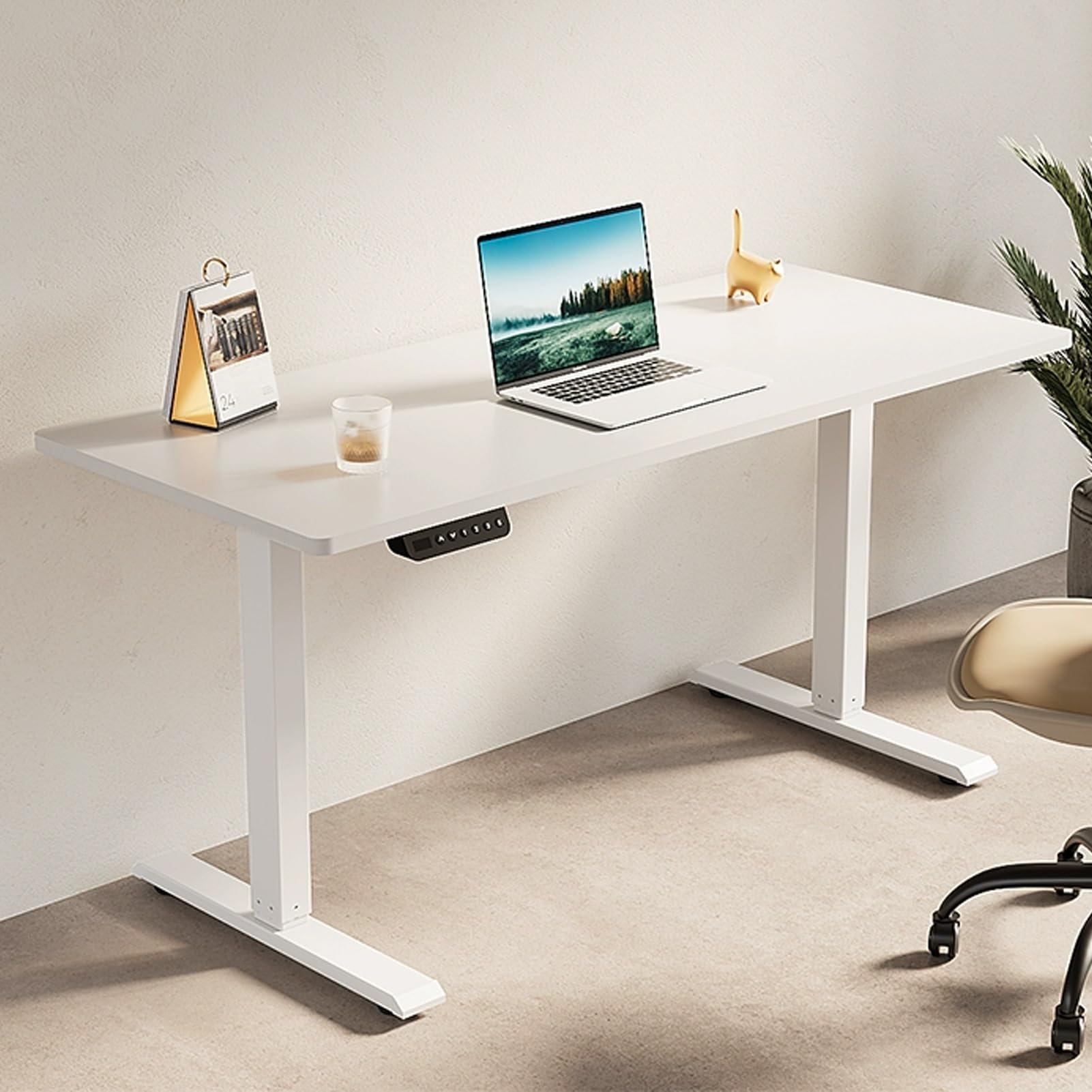 MYUYEE Jkghk Adjustable Standing Desk, Stand Up Desk With 3 Preset Heights, Office Desk With Headphone Hook And Cup Holder, I-Beam Computer Desk, For Home Office (White-47.2In)