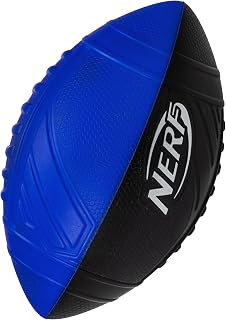 NERF Pro Grip Kids Foam Football Blue - 9 Inch Junior Size, Easy Grip Throw Catch, Safe Indoor Outdoor Toy for Young Players