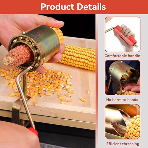 Miniatura 2 de Máquina descascaradora de maíz, herramienta de extracción de maíz de manivela de mano, desgranadora de maíz seco para palomitas de maíz, trituradora