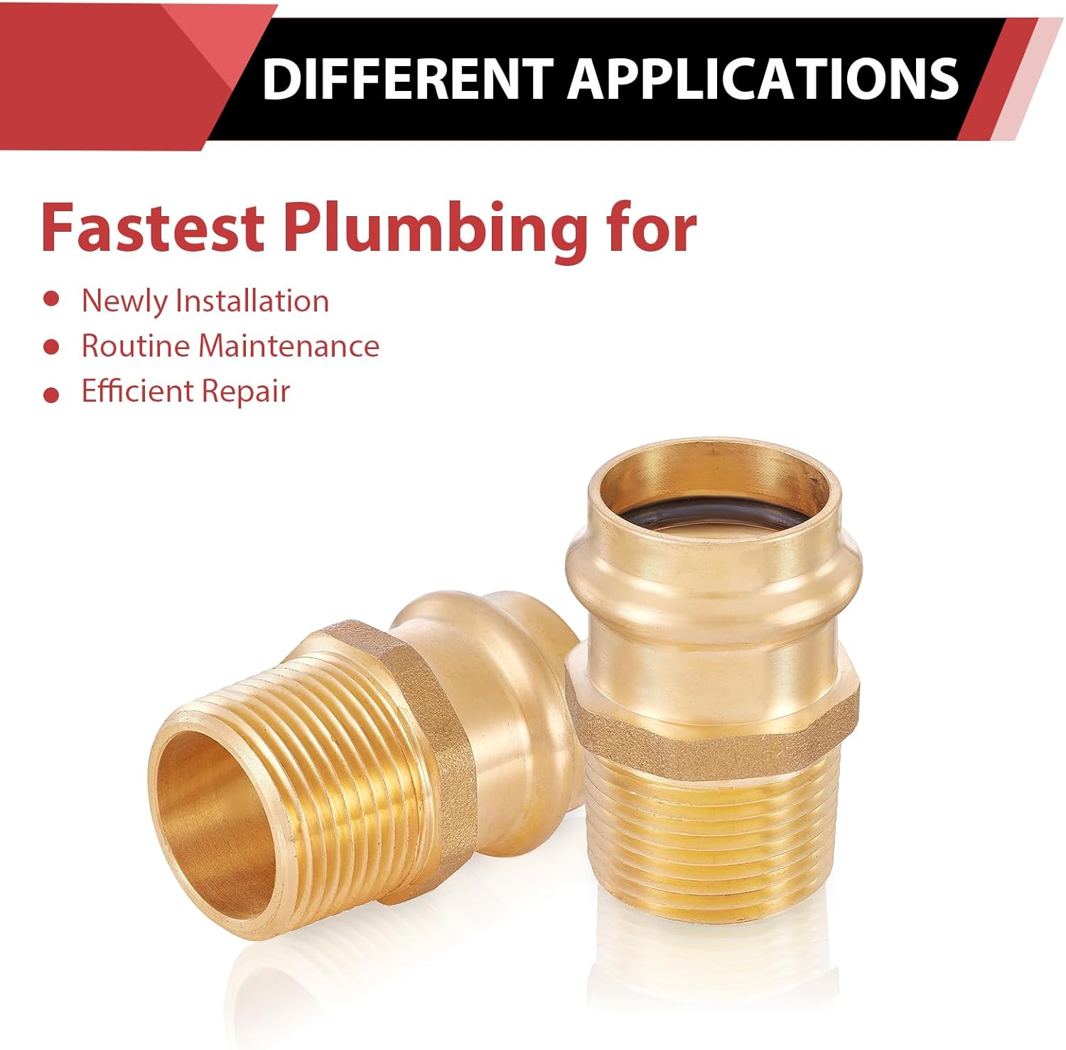 (Pack of 5) EFIELD Copper Press Adapter Fittings,1-Inch Copper Press x 1-inch Male NPT Brass Adapter (5, 1-inch),(PEX1807351-5PCS)