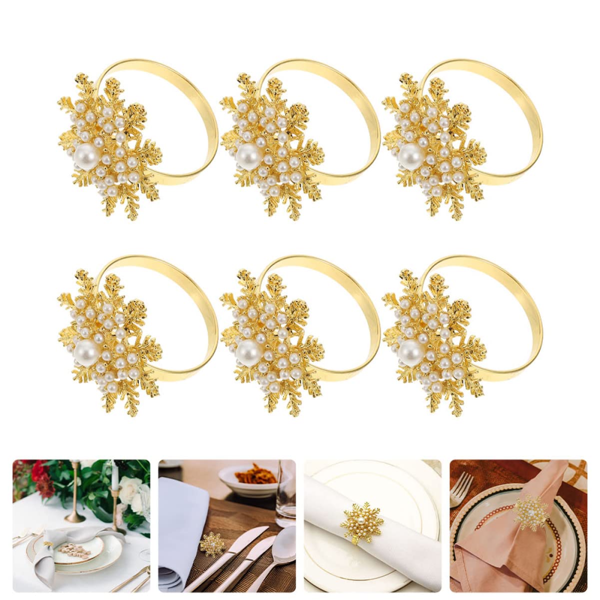 Cabilock 2 Set Fibbia Del Tovagliolo Del Fiocco Di Neve Decorazioni in Oro Vimini Portatovagliolo Natalizio Natalizie Fibbie Per Tovaglioli Fermagli Per Tovaglioli Lega Golden 6 Pezzi * 2
