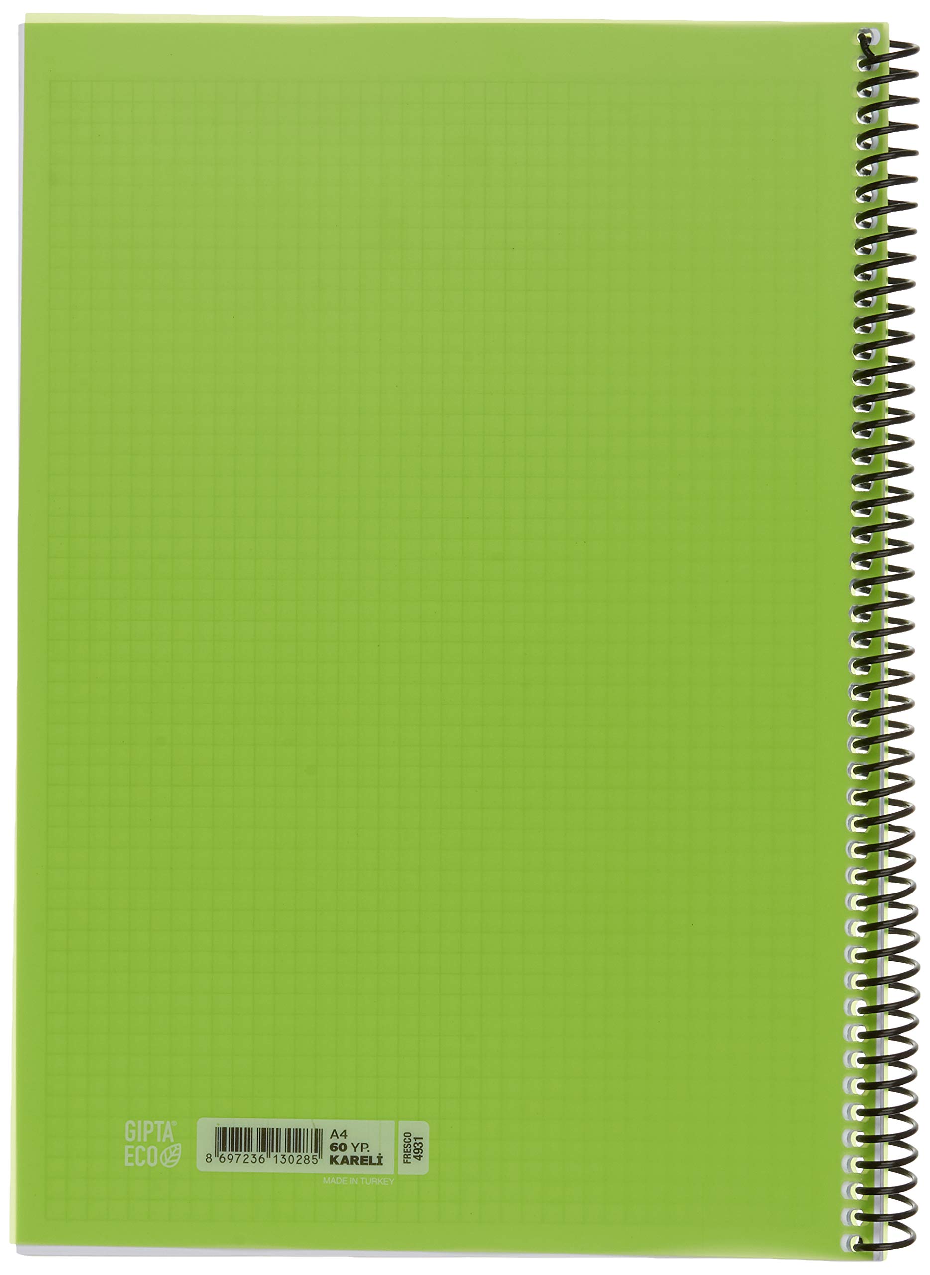 Gipta 185490 Eco Fresco 4931 - Cuaderno (A4, encuadernación en espiral, 60 hojas, cuadriculado)