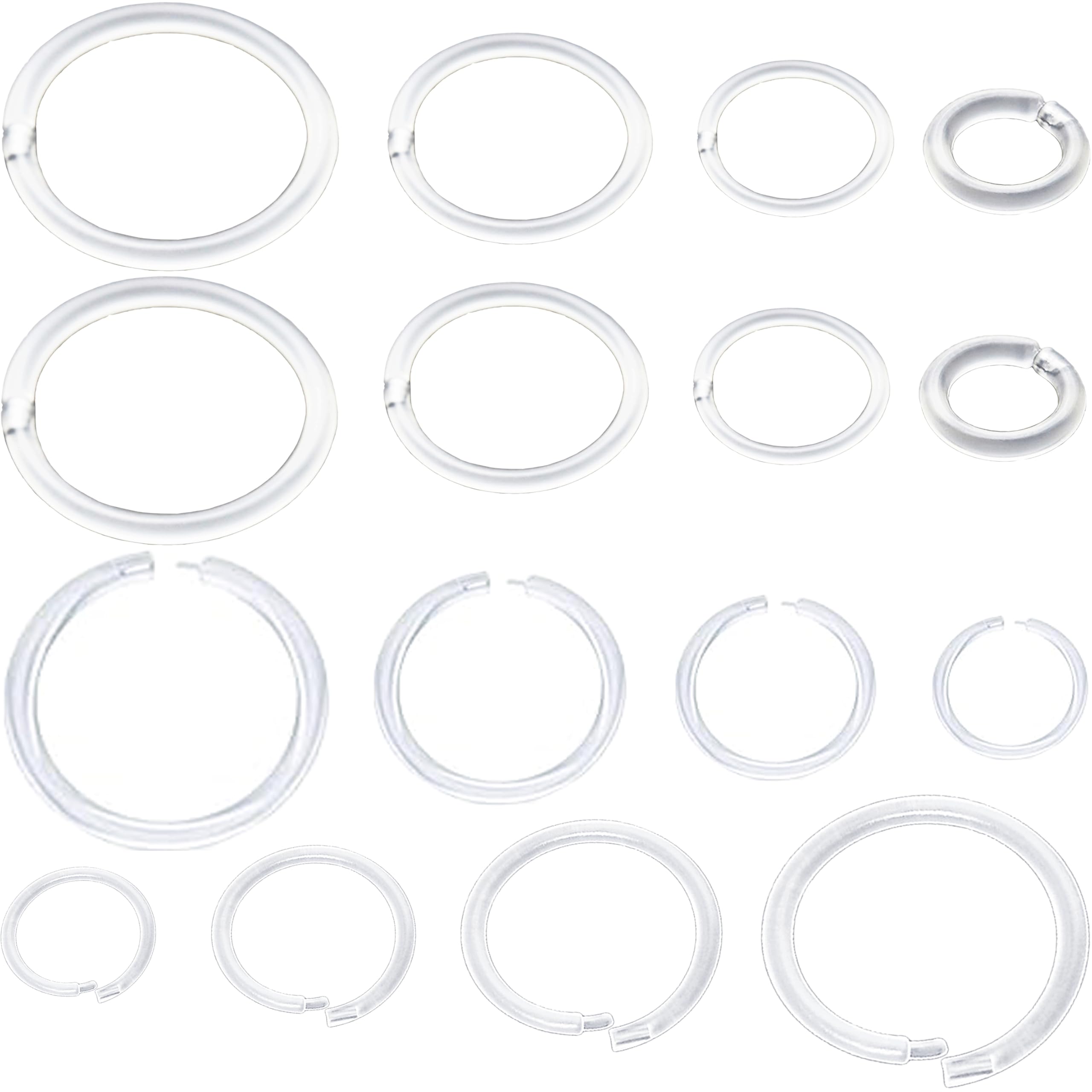 OwlkOrmy Anti-Allergy Plastic Hoop Ear Retainers, Clear Nose Rings, 16-20 Gauge, 4 Sizes, With Buckle, For Sensitive Ears & Skin