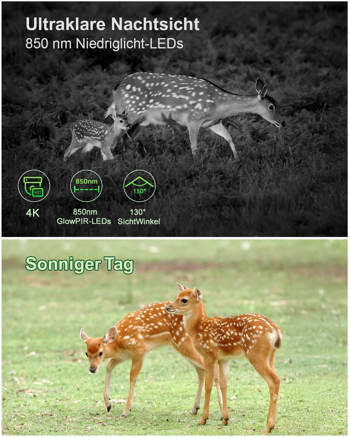 KJK 4K 84MP Wildkamera mit Handyübertragung APP, WLAN Bluetooth Wildkamera mit Bewegungsmelder Nachtsicht, 64GB SD Karte und 8*AA-Batterien, 130 °Weitwinkel Wildtierkamera, IP67 Wasserdicht