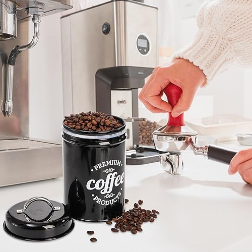 Miniatura 6 de Hedume Paquete de 3 recipientes herméticos para encimera de cocina, café, té, contenedores de metal de azúcar con tapas, decoración rústica para