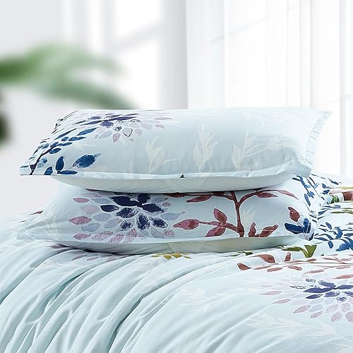 Miniatura 8 de Juego de edredón tamaño King - Juego de edredón de 4 piezas 100% algodón tamaño King, juego de edredón floral bohemio, juegos de cama tamaño King,