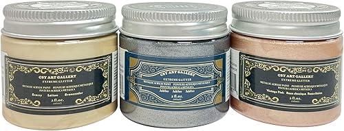 CSY art gallery Juego de pintura acrílica metálica de 2 onzas, 3 botellas de yeso dorado champán, aromaterapia, pintado a mano, perfecto para fácil