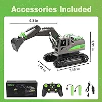 Vista 5 de Juguetes de excavadora con control remoto para niños de 4 a 7 años - Mejor regalo de cumpleaños para niños de 3, 5, 8, 9, 10+, vehículos