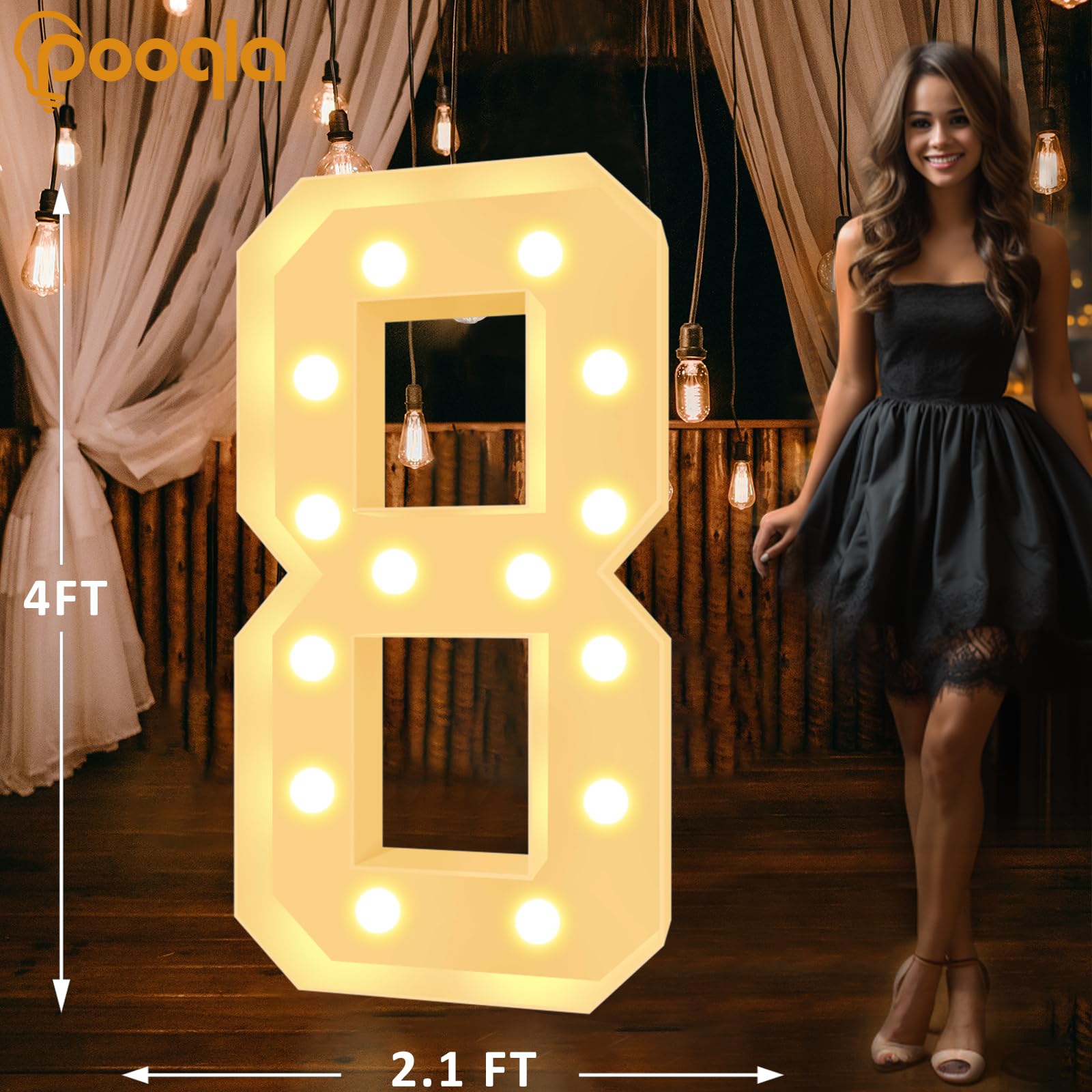 Snapklik.com : 4 FT Light Up Marquee Numbers, Cool White And Warm White ...